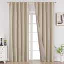 Joydeco Blackout Curtains 96 Inches Long, Thermal Insulated Black Out Curtains 2 Panels Set for Bedroom, Room Darkening Drapes for Living Room Window (W52 x L96 Inch, Light Beige)