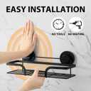 LEVERLOC 2 Pack Shower Caddy Suction Cup, Shower Shelves for Inside, Rustproof Metal Bathroom Storage NO-Drilling Bath Organizer with Large Capacity,Heavy Duty Storage Basket,Home Decor,Black
