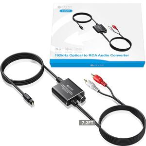 eSynic Portable Optical to RCA Adapter-Volume Control-Built in Voice Amplifier Chilp- 192kHz DAC Converter with 7ft Cable-Plug & Play- for Gaming Console/Blu-Ray/DVD/HDTV to R/L Stereo Audio System