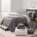 Hearth & Harbor 16 Piece Complete Dorm Room Set, Twin XL Comforter Set, Includes Sheet Set, Mattress Protector, Pillows, Headboard, Towels & Organizers - All Dorm Accessories Included, Regular Headboard