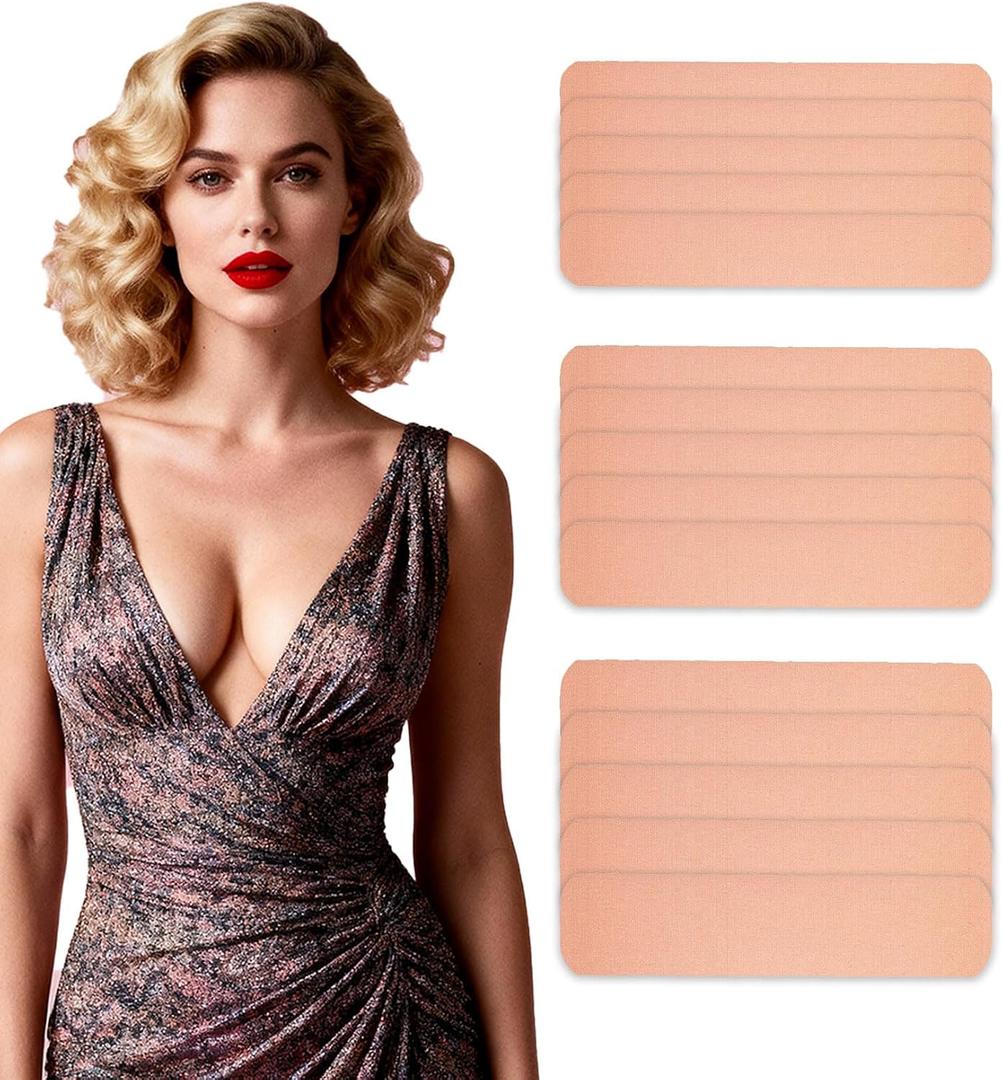 2 x Boob Tape for BIg Breast Lift, 15 Pcs Sticky Boob Tape for Push-up Large Breast Support Lift, Wowen Body Tape for A-G Cup Beige