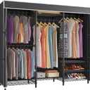 VIPEK V5C Heavy Duty Covered Clothes Rack Portable Closet Rack, Black Metal Clothing Rack with Black Upgarded Polyester Cover, Adjustable Custom Freestanding Closet Wardrobe, Max Load 800LBS