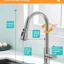 Kicimpro Kitchen Faucet with Pull Down Sprayer, Zero Leakage 3 Hole Brushed Nickel RV Kitchen Sink Faucet with Water Line, NSF Certified Lead-Free 304 Stainless Steel Touchless Kitchen Sink Faucets