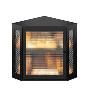 Wieghda Corner Bread box for Kitchen Countertop,Farmhouse Acrylic Wavy Door Panel Food Storage Large White Bread box Container