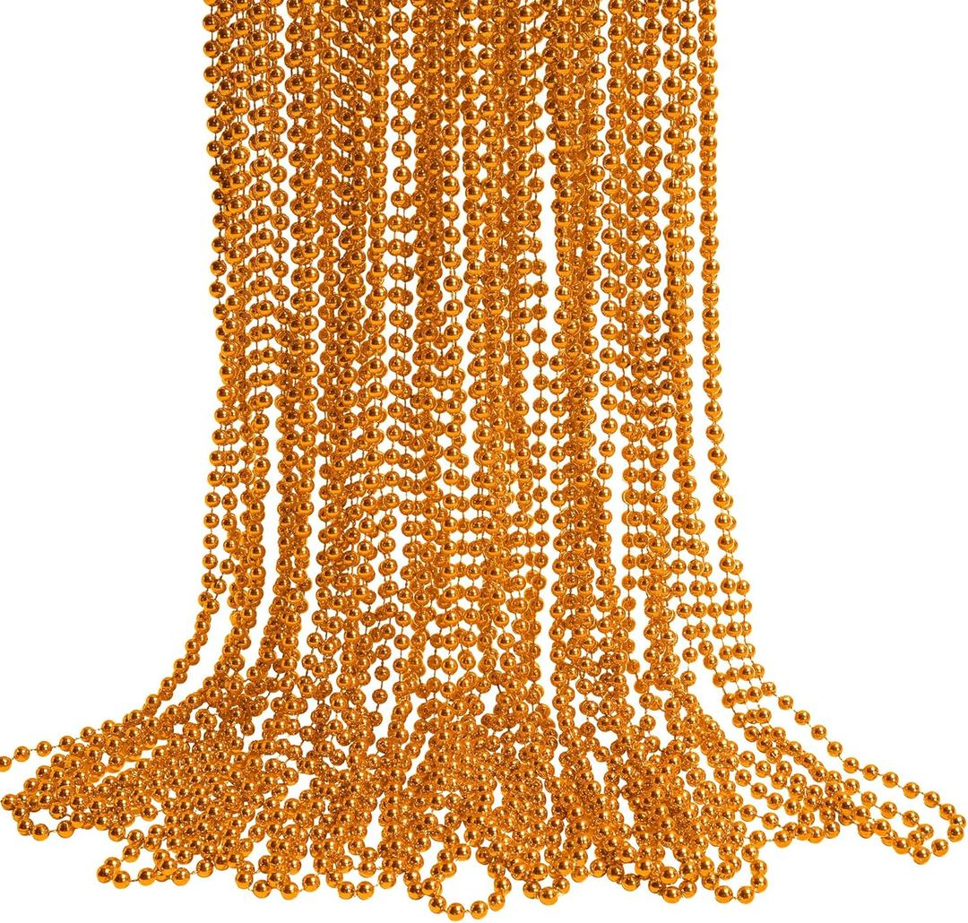 2 x HOOSUN 30 Pack Orange Beads Necklace,Orange Party Decorations Accessories Mardi Gras Beaded Necklace,Parade Throw Accessories Christmas Bead Necklaces for Party Favors,School Event,Celebrations Decor