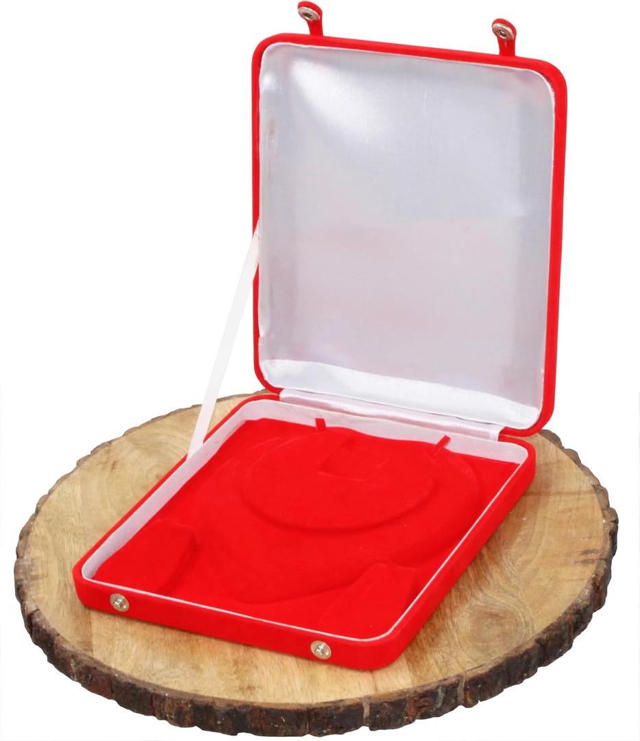 atorakushon Jewelry Set Velvet Box Necklace Pendant Earring Ring Bracelet Pearl Storage Holder Display Box for Wedding Engagement Anniversary Red