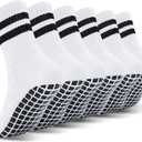 ELUTONG Youth Grip Soccer Socks Kids Grips Athletic Sports Crew Sock for Baseball Football Basketball Boys Girls 6 Pack (Yellow), One Size