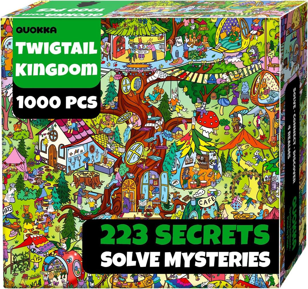QUOKKA 1000 Piece Puzzle for Adults  223 Hidden Secrets, Engaging Audio Story, Snap-Tight Thick Pieces  Collect All Four Adult Puzzles in Series to Build One Epic Mystery Realm (Twigtail Kingdom)
