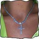 Gangel Silver Vertical Cross Tennis Necklace Glittering Chain Simple Fashion Pendant Exquisite Choker Jewelry with Rhinestone for Women (Pack of 1)