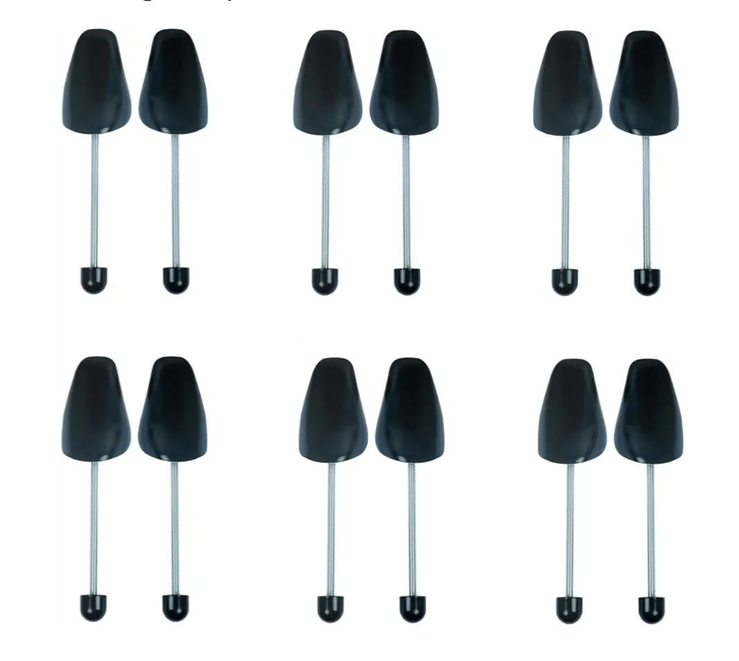 6 Pairs Plastic Shoe Trees for Men (Black)