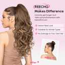 REECHO Ponytail Extension, 24" Claw Clip in Ponytail Extensions Long Curly Wavy Ponytail Hair Extension Jaw Clip on Pony Tails Hairpiece for Women - Medium Blonde with Blonde Highlights