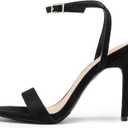 DREAM PAIRS Womens High Stilettos Open Square Toe Ankle Strap Heels Sexy Comfort Strappy Dress Shoes Wedding Bridal Pumps Sandals, 9, Black-suede