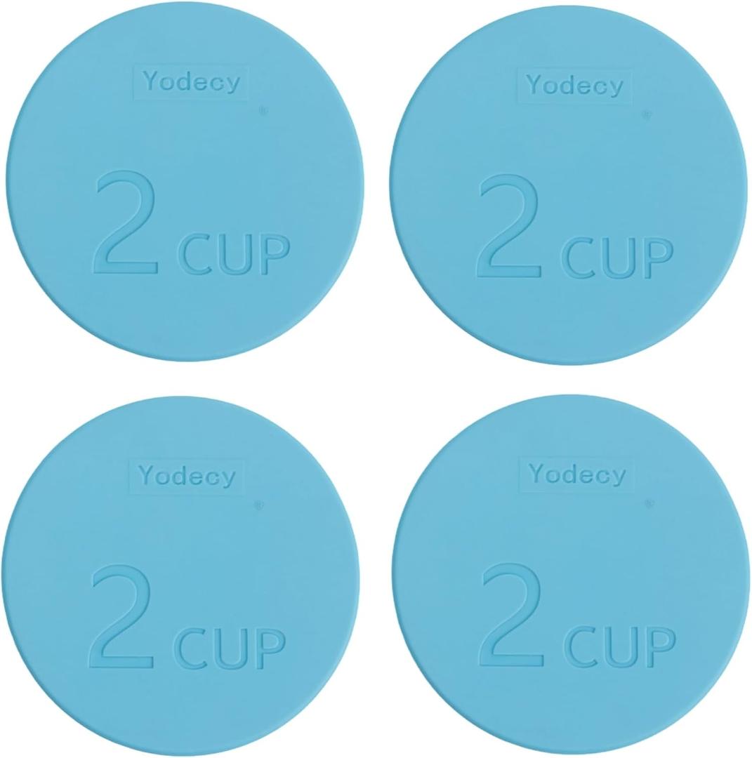 Silicone Bowl Lids fit Pyrex Glass Bowls 7200-PC 2 Cup, Yodecy Silicone Bowl Lids fit Anchor Hocking Glass Bowls 7200-PC 2 Cup,Replacement Lids 4.76in(4 Pack Blue,Container not Included)