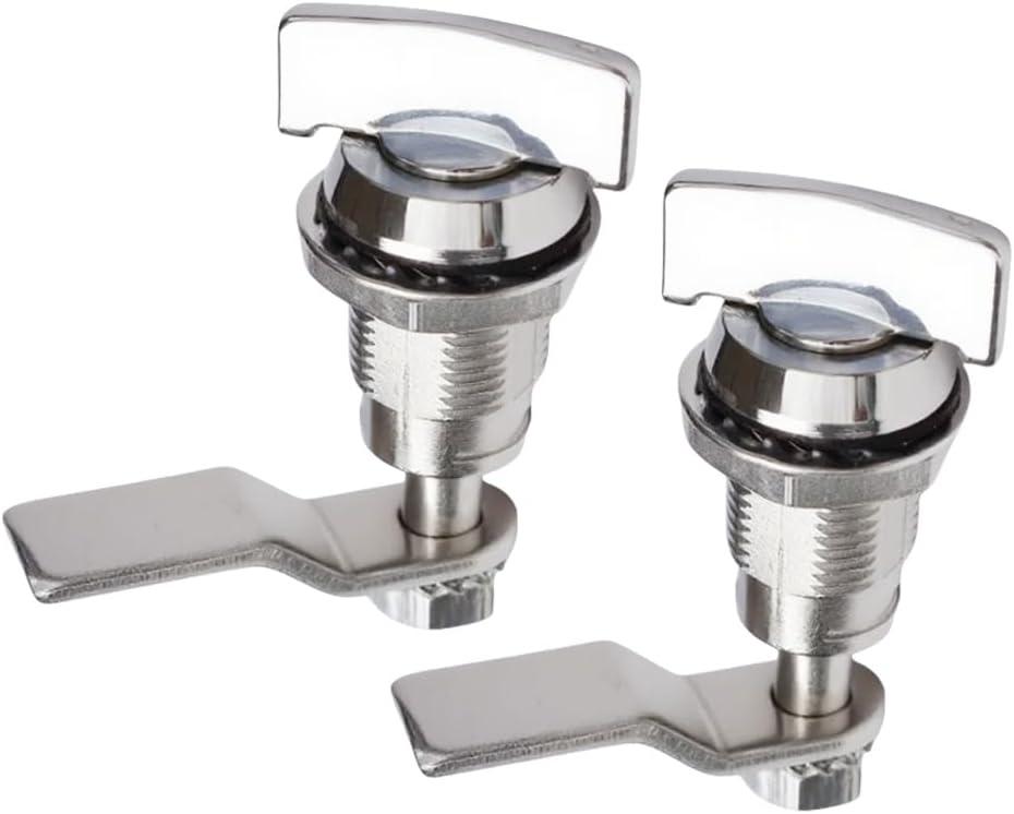 Thumb Operated Offset Cam Lock, Keyless Cylinder Replacement Lock for Storage Door Cabinet (2pcs) Telescopic Tongue
