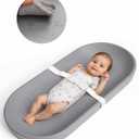 COMOMY Baby Changing Pad for Dresser - Wipeable Changing Pad with Restraining Belt, Waterproof, Soft, Lightweight and Portable, Easy to Clean for On The Go Diaper Change, Grey