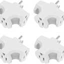 oviitech Three Plug Outlet Adapter, T-Shaped Adapter,Electric Outlet Extender, Sideways Plug Adapter, Heavy Duty Ground Power Tap, UL Listed, White (4PACK)