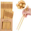 20 Pairs Bamboo Chopsticks Reusable,Dishwasher Safe Japanese & Chinese Style,Chop Sticks Non-Slip Blessing 9.5in(GOOU LUCK,20Pairs)