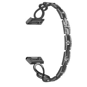 Watch Band for Garmin Fenix 8 43mm 7s Pro / 6s Pro / 5S plus, Metal Stainless Steel Replacement strap for Garmin epix Pro 42mm / Instinct 2S / Descent Mk2S MK3i 43mm Women's Wristband (A black,Fit 20mm)