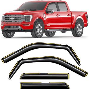 in-Channel Window Rain Guards Fit for Ford F150 2021-2026 SuperCrew Rain Guard Extra Durable Window Deflectors Window Visor Truck Vent Visors Vent Shades Exterior Car Accessories