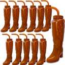 12 Pcs Cowboy Boot Party Plastic Cups with Straws and Lids 12 Ounces Plastic Cowboy Cups for Western Themed Party Supplies and Rodeo Decorations (Brown)