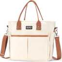 Lunch Bags for Women,Insulated Lunch Tote Bag with Adjustable Shoulder Strap, Lunch Box with Drinks Holder for Adults Men Work Picnic Beach Workout (Brown, Large)