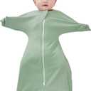 ZIGJOY SharkFin Transition Swaddle  1.0 Tog Baby Sleep Sack 612 Months Soft Cotton Transitional Swaddle Baby Wearable Blanket with 2Way Zipper, Classic Green