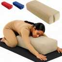 Rectangular Yoga Bolster Pillow for Meditation, Yoga & Back Support – Soft Meditation Cushion with Removable Hand Wash Cotton Cover & Carry Handle (beige)