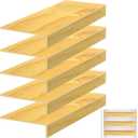 5Pcs Wooden Wire Rack Covers for Removable Closet Decoration, 33 x 16 Inch Wire Shelf Covers for Pantry, Office, Waterproof, Moisture-Resistant, Easy InstallWood Color