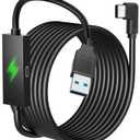 Kuject Design 16FT Link Cable for Quest 3S/3, Quest 2, Quest Pro, with Separate Charging Port for Uninterrupted Power, USB 3.0 Type A to C Cable for VR Headset Accessories and Gaming PC