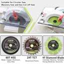 4-1/2" Circular Saw Blades Set,6pcs HSS/TCT/Diamond Saw Blades for Cutting Wood Metal Plastic Tile 3/8 inch Arbor