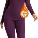 SHARICCA Thermal Underwear Set for Women Fleece Lined Long Johns Lightweight Base Layer Winter Pajamas Shirts & Bottoms (Medium, Purple)