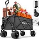 Collapsible Foldable Wagon Cart, Heavy Duty Folding Wagon with 330lbs Weight Capacity, Beach Wagon with All-Terrain Wheels Utility Garden Cart for Camping, Sports, Beach and Shopping, Grey