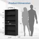 DUMOS 5-Tier Bookcase, 53 Inch Tall Open Bookshelf, Black