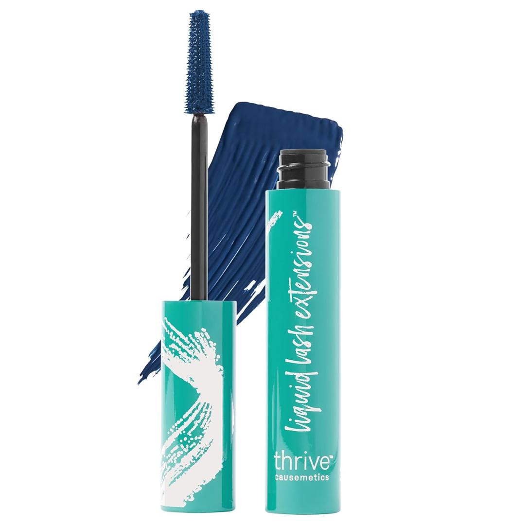 Thrive Causemetics Thrive Mascara Liquid Lash Extensions Mascara, Tubing Mascara Lengthening, Volumizing & Curling, Smudge Proof, Washable, No Clumping or Flaking, Vegan, Nola (Deep Blue)