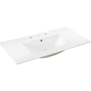 JONATHAN Y SNK1003A Ancillary 3-Hole 36 in. W x 18.25 in. D Classic Contemporary Rectangular Ceramic Single Sink Basin Vanity Top, White