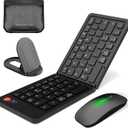 Wireless Bluetooth Keyboard & Mouse Combo, Foldable Keyboard and Mouse for iPad, iPhone, Tablet,USB-C Rechargeable Portable Combo for iOS Android Windows Mac OS (Black)