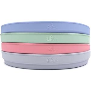Elk and Friends Kids 6.7" Porcelain Plate Silicone Suction Sleeves | Microwave & Dishwasher Safe