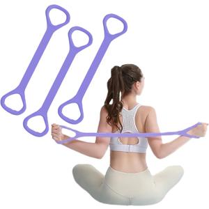 Figure 8 Fitness Resistance Band, Elastic Bands for Working Out, Arm, Back Training Elastic Ropes, Exercise Equipment for Yoga, Pilates, Physical Therapy, Stretching 3 Packs (Purple)