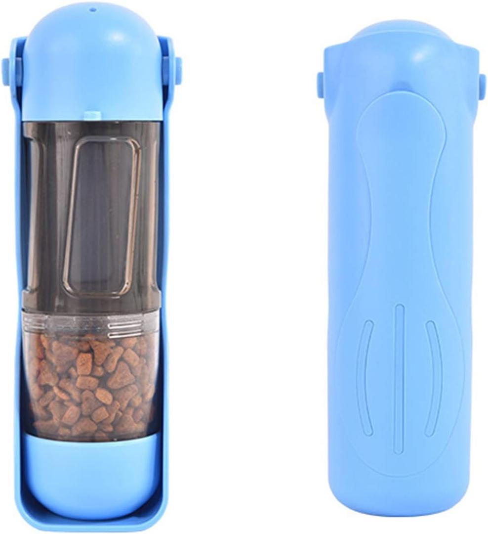 Dog Water Bottle,300ml Portable Leak Proo Pet Water Dispenser with Treats Cup Multifunctional Detachable Design for Pets Outdoor Walking, Hiking, Travel, Food Grade Plastic