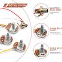 SAPHUE Bass Wiring Harness Prewired Kit 250K Big Pots 2 Volume 1 Tone For Jazz Bass Electric Guitar Parts