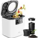 Electric Composter for Kitchen, Smart Compost Bin with Viewing Window Indoor Outdoor/Odorless/Low Noise/Auto-Cleaning, Compost Machine, Turn Food Waste into Fertilizer for Garden, Gift