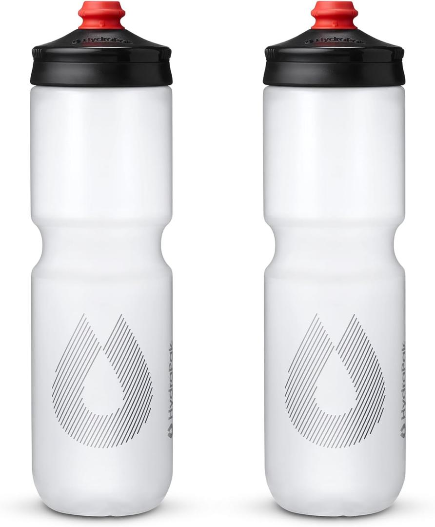 HydraPak Breakaway Surge Lightweight Bike Water Bottle 2-Pack (20oz, 25oz, 30oz) - High Flow, Cycling & Sports Squeeze Bottle (Clear)