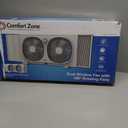 Comfort Zone Twin Window Fan with Reversible Airflow Control, 9 inch, Auto-Locking Expanders, 2 Speed Fan, Dual Fan, Exhaust, Airflow 9.84 ft/sec, Ideal for Home, Kitchen, Bedroom & Office, CZ319WT