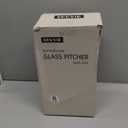 2 Liter/68 oz Square Glass Pitcher with Lid, Classic Stripes Water Pitchers with Handle for Fridge, Large Jug for Iced Tea, Coffee, Borosilicate Glass Carafe for Hot/Cold Brew Drink, Gold