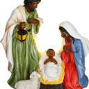 Thyle African Americans Nativity Set Indoor Decor for Christmas Black Nativity Scene LED Black Jesus Figurine Table Decor Mary Joseph Baby Jesus in Manger Religious Gifts