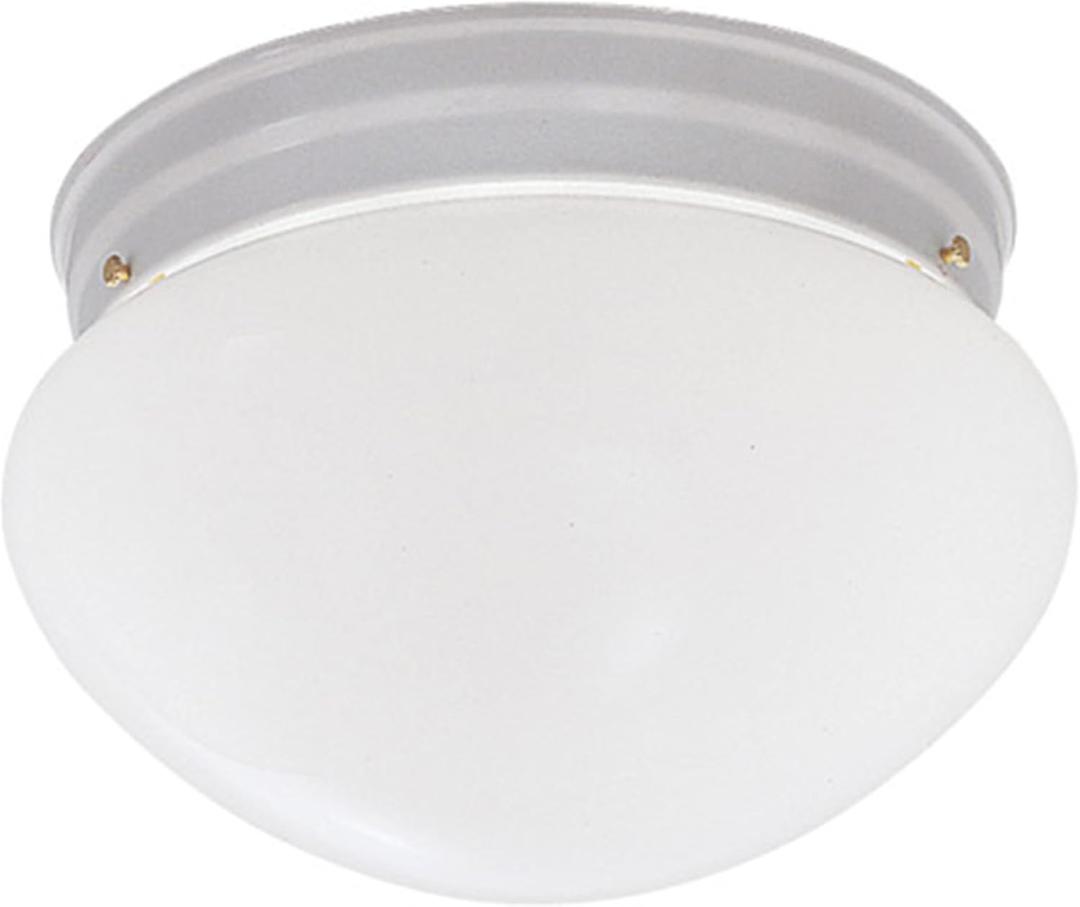 DESIGNERS FOUNTAIN 2-Lights Flush Mount Ceiling Light, 9 Inch Lighting Fixture for Kitchen, Bedroom, Bathroom, and Hallway, Frosted White Glass, White, 4732-WH