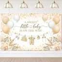 Avezano Boho Baby Shower Banner Neutral Gold Baby Shower Party Decorations A Sweet Little Baby is On The Way Banner for Neutral New Baby Party, Gender Reveal Party Decor 70.8 x 43.3 Inch