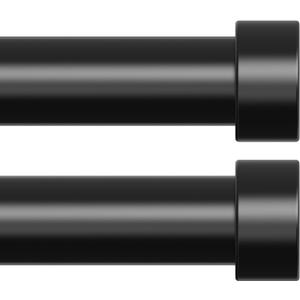 OLV 2 Pack Black Curtain Rods for Windows 48 to 84 Inch, 1'' Modern Easy Install Adjustable Curtain Rod with End Cap Design, Heavy Duty Single Decorative Drapery Pole for Living Room, Bedroom, Kitchen