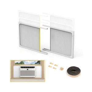 Window Air Conditioner Side Panels with Frame,Adjustable Extra Wide Air Conditioner Side Panels Fits Most 5,000-14,000 BTU Window AC Units,Window AC Side Panel Curtain Kit,2 Pack