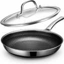 Non Stick Frying Pans, 12-inch with Lid, Hybrid Frying Pans Nonstick,non stick Skillets Stainless Steel, Dishwasher & Oven-Safe, Induction Compatible Cooking Pan, PFOA Free Saucier Cookware